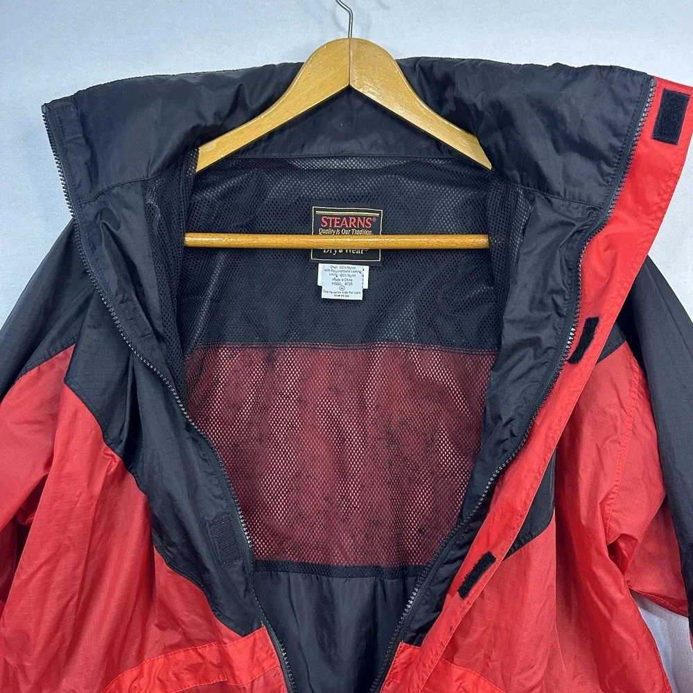 Sterns Dry Wear Jacket‎ Men's Medium Hooded Rain Jacket Waterproof Red *Flawed* - Picture 4 of 14